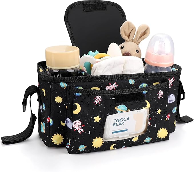 Accmor Universal Stroller Organizer with Insulated Cup Holder and Shoulder Strap, Stroller Bag Caddy Organizer Stroller Accessories for Uppababy, Baby Jogger, Nuna, Doona, Britax Strollers