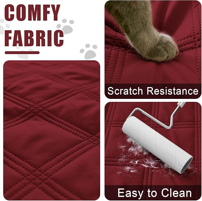 Smiry Waterproof Dog Bed Cover Blanket 30x70, Soft Reversible Pet Blanket, Washable Leakproof Cats Dogs Couch Cover for Sofa, Couch, Furniture, Lattice, Wine Red/Wine Red