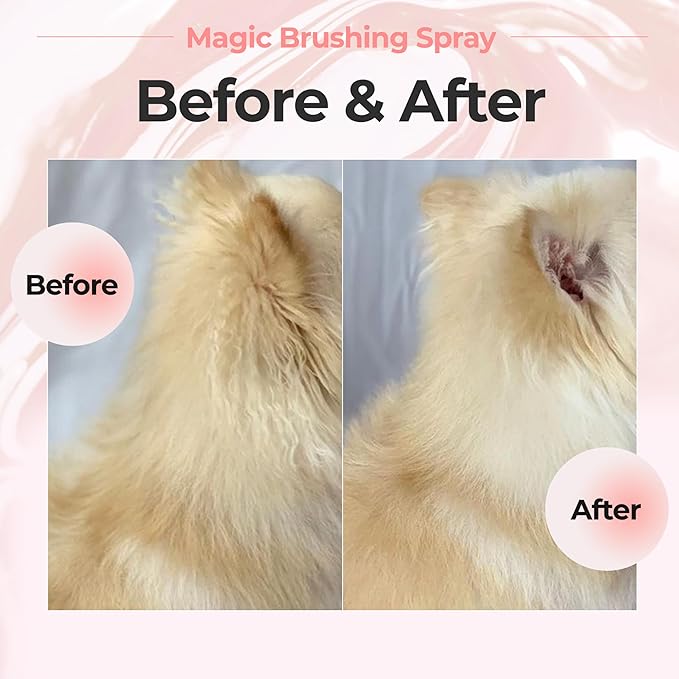 JAYU PET Magic Brushing Spray - Fur Detangler & Dematting Solution, Hypoallergenic Deodorizer, Conditioner & Itch Relief, Shining & Grooming Spray for Dogs (5.8fl oz, 170ml)