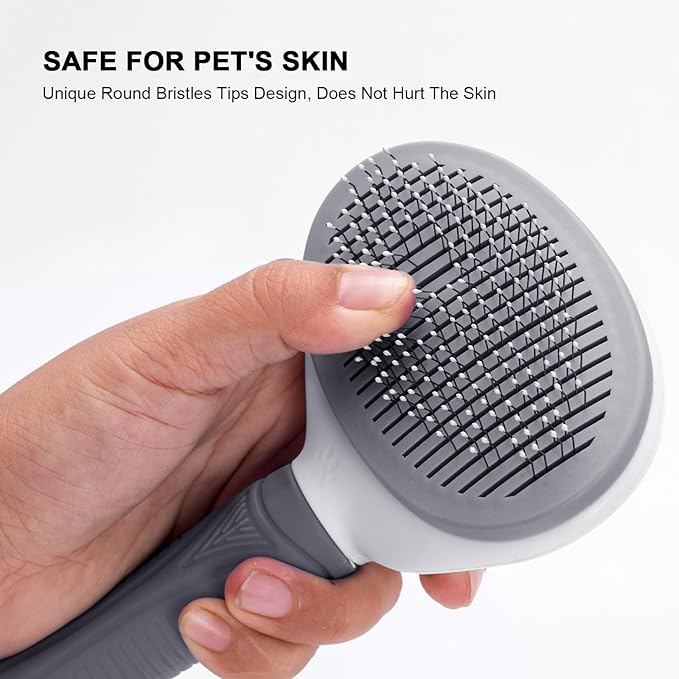 Aogeili Self Cleaning Slicker Brush, Skin Friendly Deshedding Grooming Tool for Dogs, Cats & Bunny, One-Click Release Removes Loose Undercoat, Mats & Tangles, for Long & Short Hair Shedding Pets