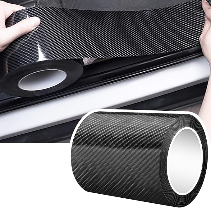 DGSL Car Door Edge Guards Door Sill Protector, 4In x 19.7Ft 5D Carbon Fiber Car Wrap Film, Vinyl Automotive Wrap Film Anti-Collision Fits for Most Car (Black)
