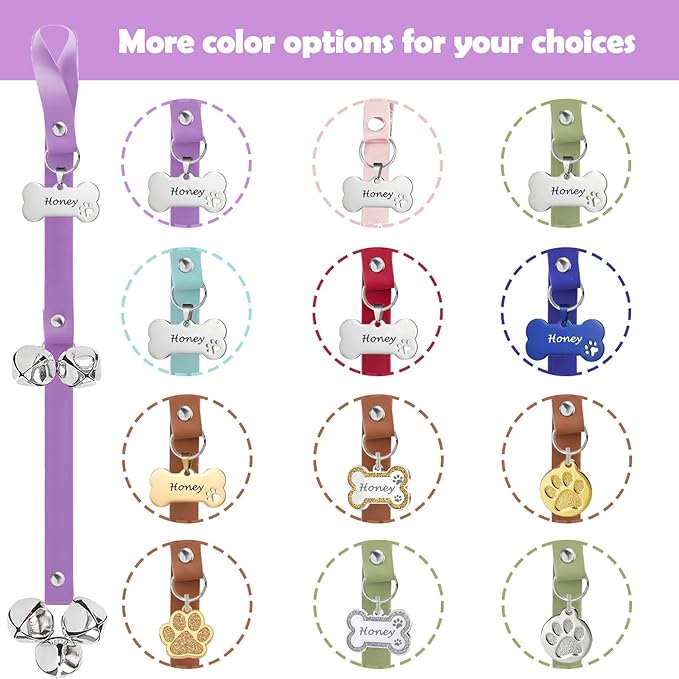 Leather Dog Bells, Puppy Potty Training Bell Dog Doorbell Potty Train Dog Bell for Potty Training Door Bells for Dogs to Ring to Go Outside Jingle Bells (Leather Purple 1 PCS)