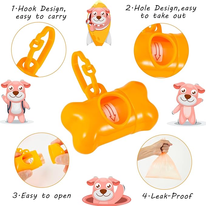 Arroyner 80 Pack Bone Shaped Poop Bag Dispenser Pet Waste Disposal Bag Dispenser (Random Color)