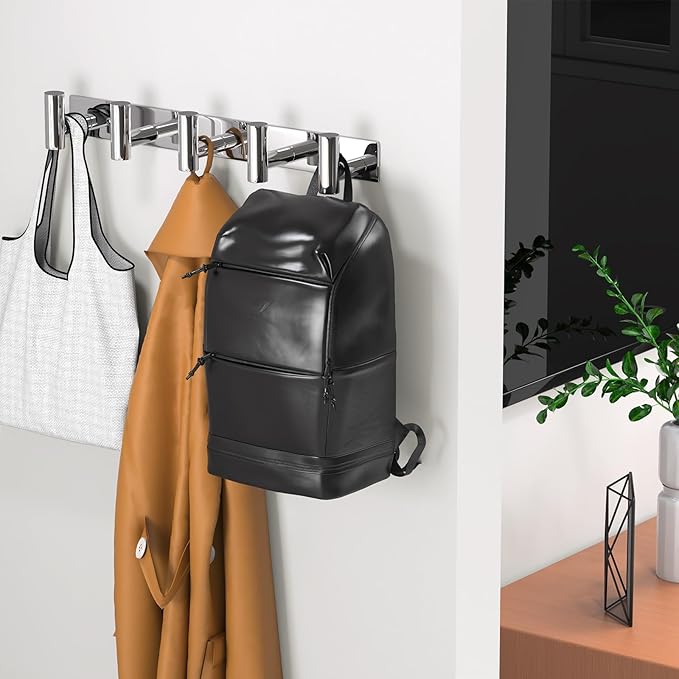 VINHOLD Wall Mounted Coat Rack-5 Hooks, Heavy Duty Stainless Steel Wall Hooks for Towel Coat Bag, Hat Rack Coat Hanger Coat Hooks Towel Racks for Bathroom Entryway Kitchen Hotel (Glossy, 1 Pack)