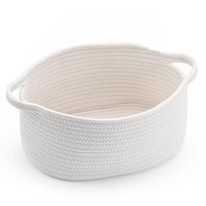 Cute Woven Easter Basket with Handle, Baskets for Gifts Empty, Present Containers for Raffle Baby Shower Burr Basket, Decorative Organizer Box for Storage Baby Toy, 13" D x 8" W x 6" H