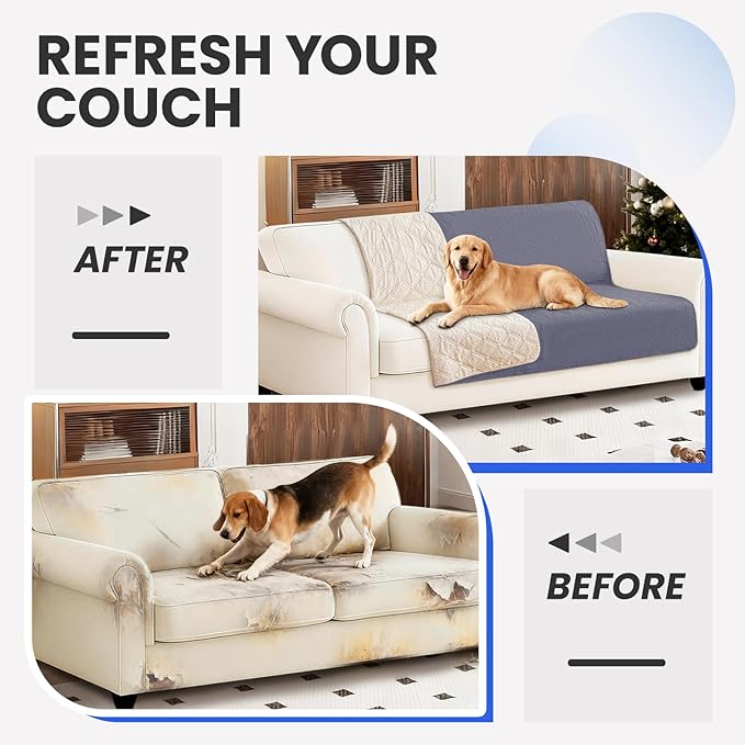 CYCMACO Waterproof Dog Bed Cover, Non-Slip Dog Blanket for Couch, Couch Covers for Dogs Washable, Pet Blanket for Furniture, Pet Bed Mat for Sofa, Car, Pet Supplies (68x82 Inch, Grey Blue)