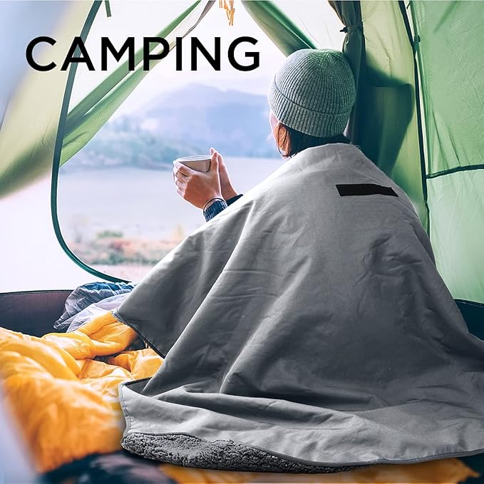 Tirrinia Large Waterproof Outdoor Blanket, Soft Warm Windproof Stadium Blanket with Sherpa Fleece and Foldable for Outdoor Sport, Baseball, Football, Beach, Concerts, Car