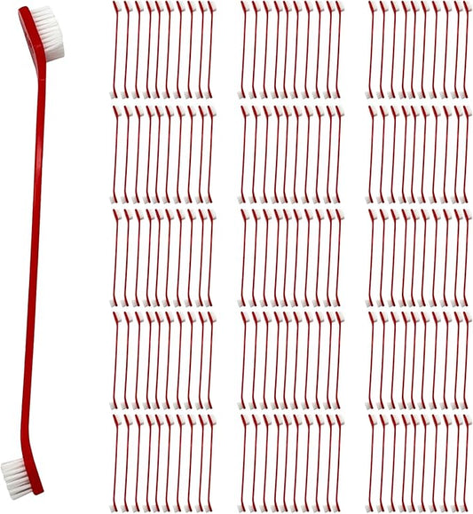 150Pcs Dog Toothbrush Dual Headed Puppy Tooth Brushing Kit Long Handle Soft Grooming Pet Dental Brushes Convenient Double Sided for Pets Cat Puppy Teeth Brush Cleaning Oral Care Supplies -Red