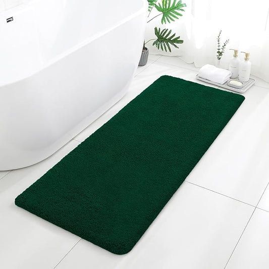 Verdant Green Bathroom Rugs Runner 24"x60" - Long Large Bath Mat, Soft Non Slip Absorbent Microfiber Bathroom Rug, Washable Plush Floor Mat - Perfect for Bedside, Kitchen or Vanity Area