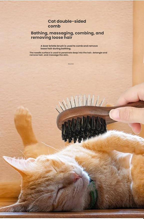5-Piece Wooden Pet Grooming Kit for Cats & Dogs | Deshedding Brush, Dematting Comb, Massage Comb, Double-Sided Comb & Nail Clipper | Complete Detangling and Shedding Solution