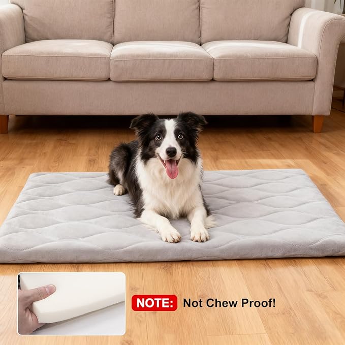 BEAUTYZOO Dog Crate Pad for Medium Dogs, Washable & Detachable Kennel Mat, Anti-Slip Soft Fluffy Puppy Bed for Crate, Cage, and Car Travel, Cozy Sleeping Mattress, 30x20 Inches, Gray