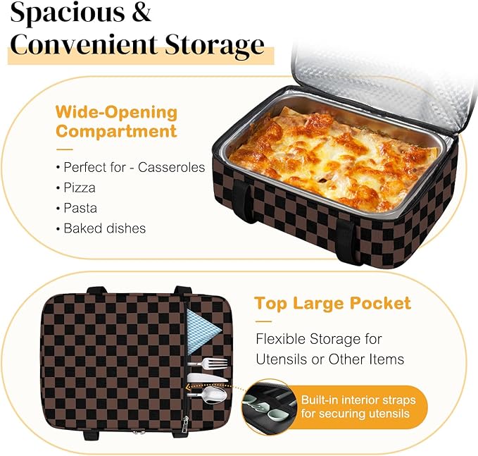 Coobiiya Insulated Casserole Carrier – Portable Tote for Hot or Cold Food, Large Warmer & Cooler Carrier Bag LunchBag, Fits 9" x 13" to 11" x 15" Baking Dish, Ideal for Potluck Parties Gatherings