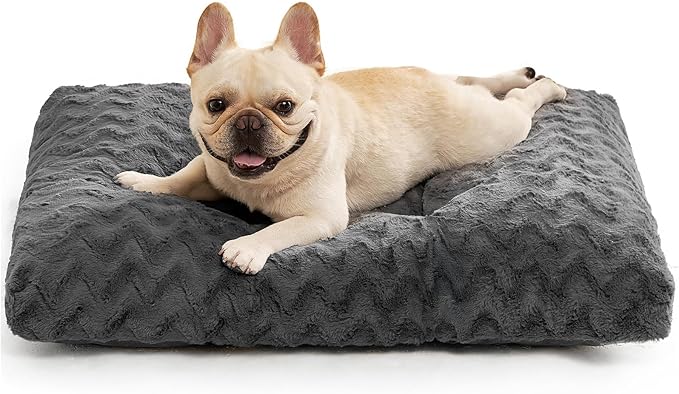 EHEYCIGA Washable Medium Dog Bed for Crate 29x21 Inch, Reversible Kennel Pad for Dogs Weight Up to 35 lbs, Plush and Comfy Pet Sleeping Mat, Charcoal