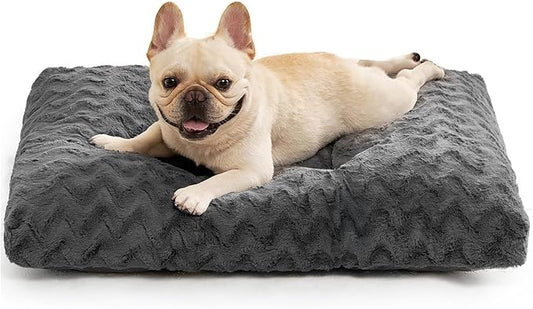 EHEYCIGA Washable Medium Dog Bed for Crate 29x21 Inch, Reversible Kennel Pad for Dogs Weight Up to 35 lbs, Plush and Comfy Pet Sleeping Mat, Charcoal