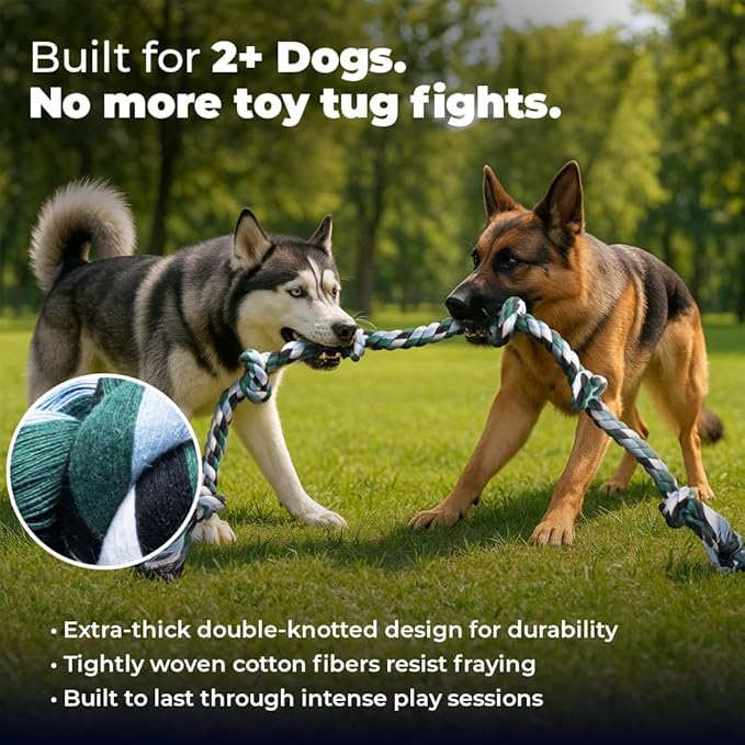 Giant Dog Rope Toys for Extra Large Dogs - 42 Inch, 6 Knot Tough Rope Chew Toys for Large Dogs - Benefits Non-Profit Animal Rescue - Indestructible Dog Toy for Aggressive Chewers (2 Pack)