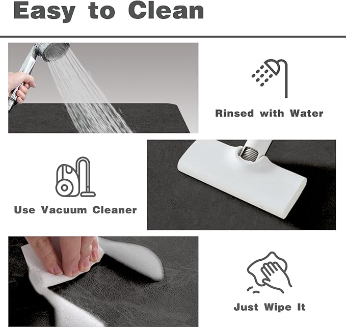 Black Bath Mat, Bathroom Rugs Non Slip Washable Thin Absorbent Quick Dry Bath Mat Fits Under Door Bathroom Floor Mat Perfect for Bath, Shower, or Sink 24"x48" Black