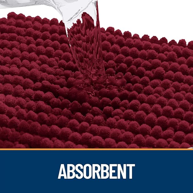 OLANLY Dog Door Mat for Muddy Paws 34x21, Ultra Absorbent Chenille Mud Doormat, Non-Slip Washable and Dirt Trapping Doormat for Indoor Entryway, Quick-Dry Indoor Pet Bed Mats for Dogs, Burgundy