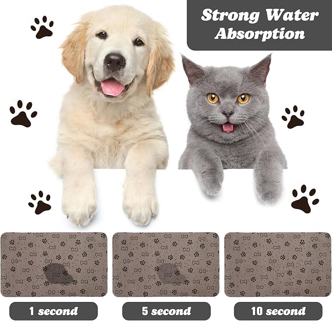 Dog Food Mats,Cat Absorbent Water Bowl Feeding Mats Pet Placemats for Food and Water Spot 12 * 20 inch