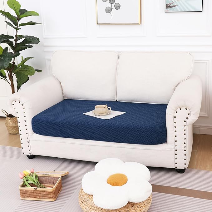 hyha Waterproof Couch Cushion Covers, Wear Resistant Couch Cover, Anti Slip Sofa Slipcovers Washable, Soft Thick Jacquard Furniture Protector for Pets Dog (1 Piece for Medium, Navy)