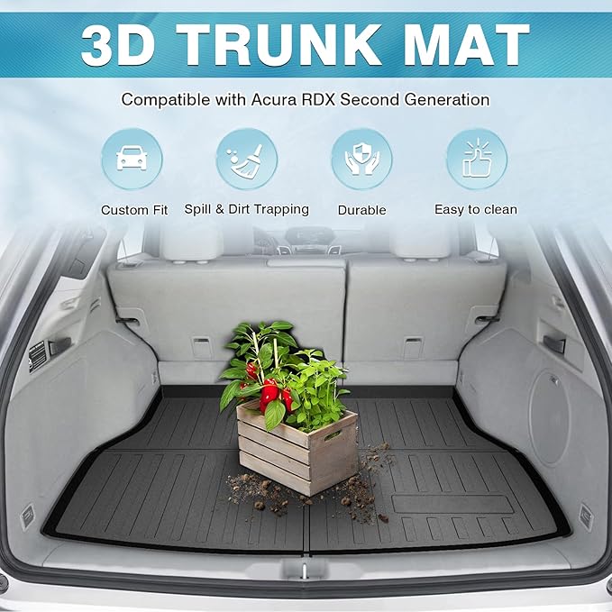 Mixsuper Custom Fit Cargo Liner for Acura RDX 2013-2018 Trunk Mat All Weather Rear Cargo Mat Trunk Liner Black