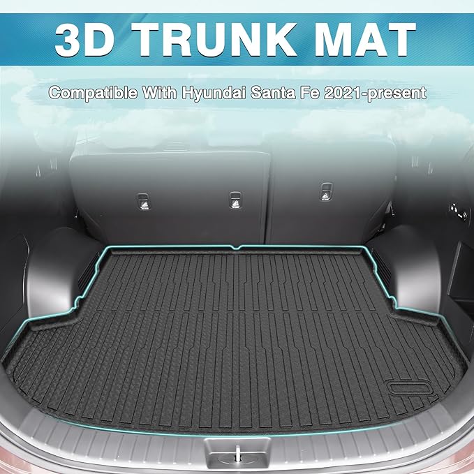 Mixsuper Cargo Liner for 2021-2023 Hyundai Santa Fe, Santa Fe Hybrid, Santa Fe Plug-in Hybrid, Only Fit 5 Passenger, All Weather Trunk Liner Rear Cargo Mat Black