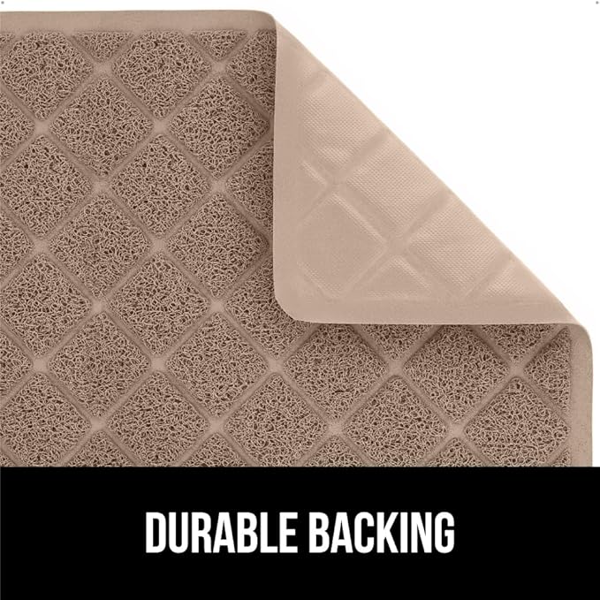 GORILLA GRIP Cat Litter Box Mat, 40x28, Water Resistant, US Designed Kitty Litter Trapping Mats, Easy to Clean, Scatter Control, Less Mess and Clean Floors, Kitten Supplies for Indoor Cats, Beige