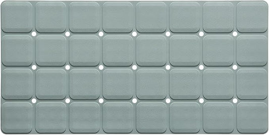 Webos Silicone Bath Mat with Suction Cups – Non-Slip Foldable Bathtub & Shower Mat, Durable & Quick-Dry Safety Tub Mat with Large Drain Holes for Families 28"x 14" Grey