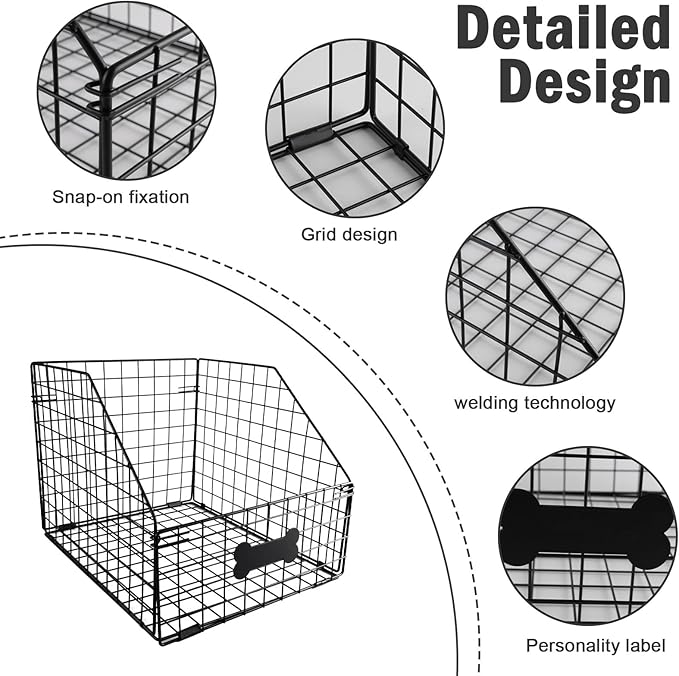 Dog Toy Basket,Large Dog Toy Box Metal,Pet Toy Storage Baskets,Storage Containers for Medium and Small Dog Organizers,Dog Toys Organizer Holder Boxes for Living Room,Outdoor Toy Bin,Pet Food Storage