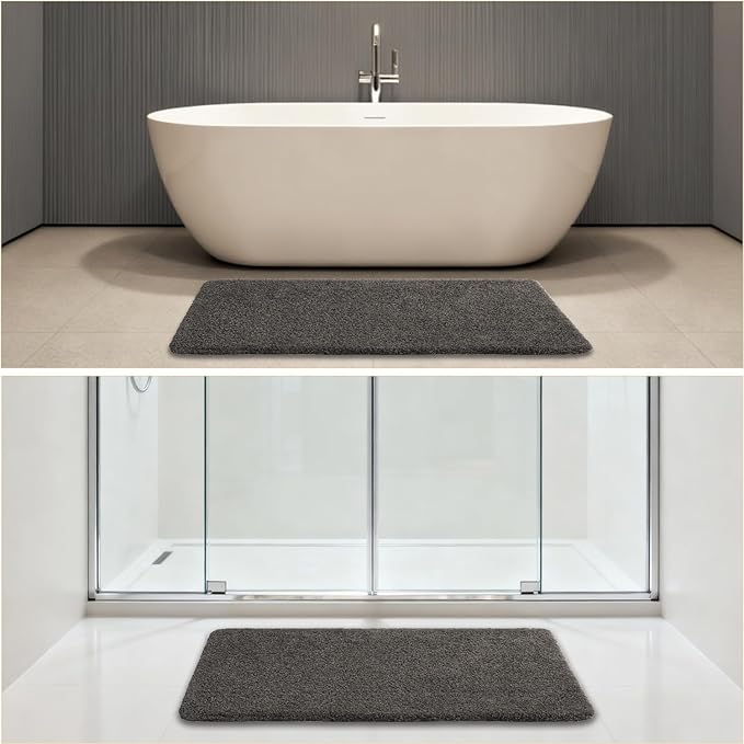 Taupe Bathroom Rugs 24"x48" – Long Plush Non-Slip Bath Mat, Absorbent & Washable Microfiber Runner Rug – Perfect for Tub, Sink, or Washroom