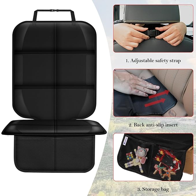 Meolsaek Car Seat Protector for Child Car Seat, Durable 600D Fabric Waterproof Car Seat Cover with Thick Pad Non-Slip Backing (No Imprints)