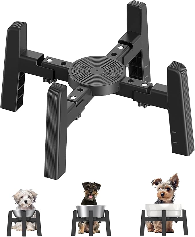 CZPET Dog Bowl Stand with Adjustable Width [Stand Only], Single Raised Pet Water & Food Feeder for Medium Dogs, Stable and Anti-Slip Elevated Bowl