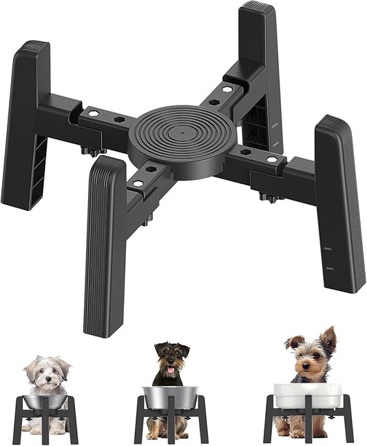 CZPET Dog Bowl Stand with Adjustable Width [Stand Only], Single Raised Pet Water & Food Feeder for Medium Dogs, Stable and Anti-Slip Elevated Bowl