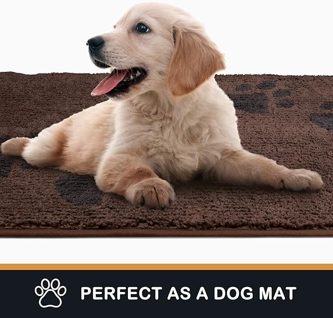 PURRUGS Dirt Trapping Door Mat 20" x 31.5", Non-Skid/Slip Machine Washable Microfiber Entrance Rug, Shoes Scraper, Dog Doormat, Super Absorbent Floor Mat for Muddy Wet Shoes and Paws, Brown