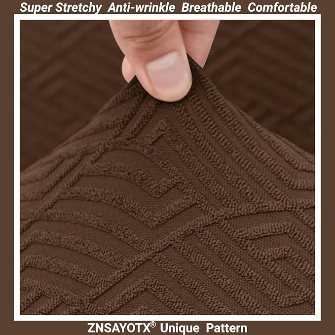 ZNSAYOTX Stretch Fit Futon Cover (67"-82") Armless Futon Sofa Bed Slipcover with Elastic Band, Universal Foldable Sofa Mattress Protector Full Queen Size, Washable Comfort Jacquard (Dark Coffee)