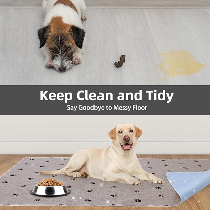 PUPTECK Washable Pee Pads for Dogs - 2 Pack 34" x 36" Waterproof Reusable Puppy Potty Training Pads Whelping Mat - Fast Absorption Non-Slip Pet Food Feeding Mat -Pad for Small Animals