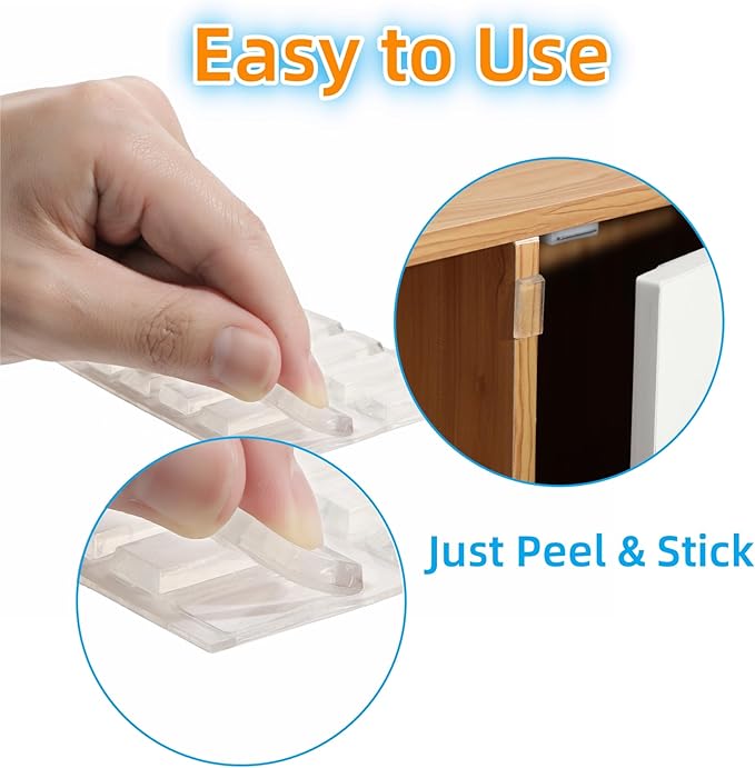 Furnigear Self-Adhesive Rubber Feet, Non-Skid Bumper Pads for Electronics, Speakers, Furnitures, Appliances, Audio Equipment, Laptop - Clear Rectangle (48pcs)