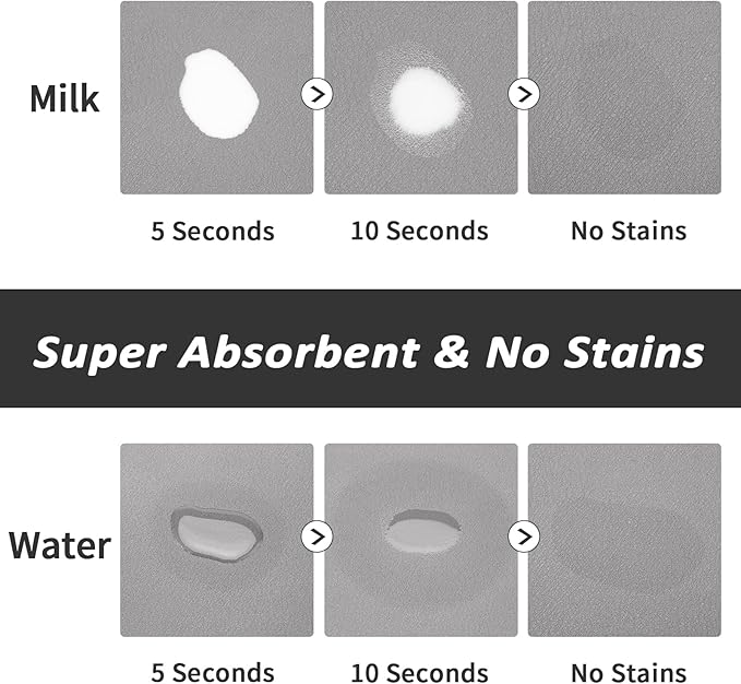 Dog Food Mat - Absorbent Cat Mat for Food and Water, No Stains Pet Feeding Bowl Mat, Easy to Clean Pet Placemats, Quick Dry Dog Water Dispenser Mat for Messy Drinkers | Paw Grey 16"x 24"