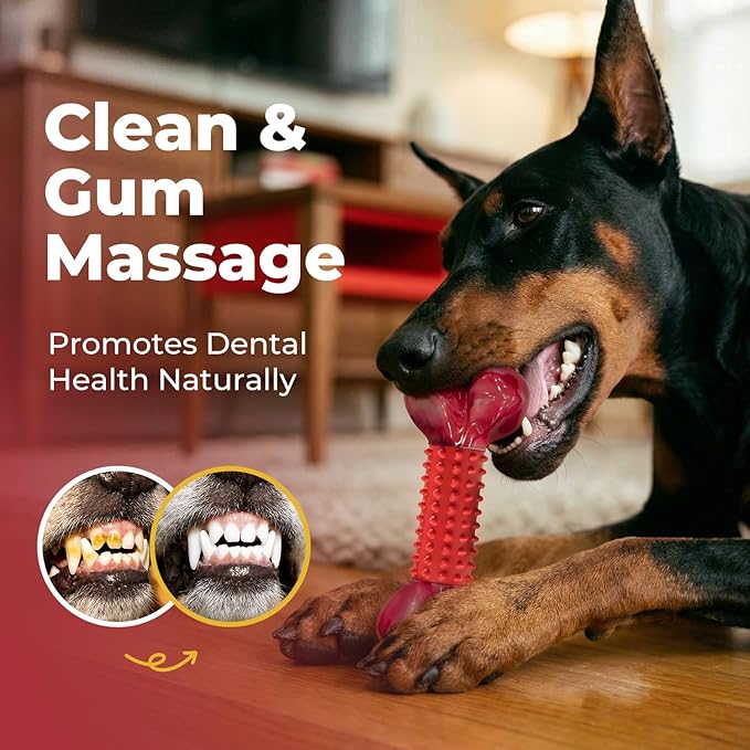 Apasiri Tough Dog Toys for Aggressive Chewers Large Breed, 2-Pack Dogs Chew Toys for Large Medium Dogs, Nylon and Rubber Dog-Bones for Teething Chew, Beef Flavor, for Doggo 20-80 lbs