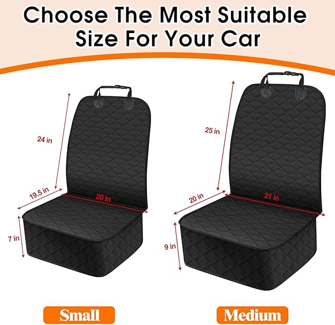 NECKORY Dog Car Seat Cover, Front Dog Car Seat Cover Nonslip Scratch-Proof Waterproof Pets Car Seat Covers SUV, Trucks, Sedans Car Seat Protector for Dogs - M, Black