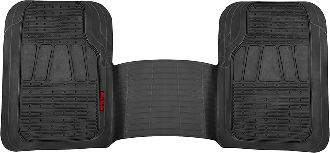 Motor Trend WingRunner Rubber Rear Floor Mats Liners for 2nd or 3rd Row, Back Row 1-Piece Heavy Duty All Weather Protection Universal Fit Designed to Fit Trucks Cars Sedans SUVs Easy to Clean - Black