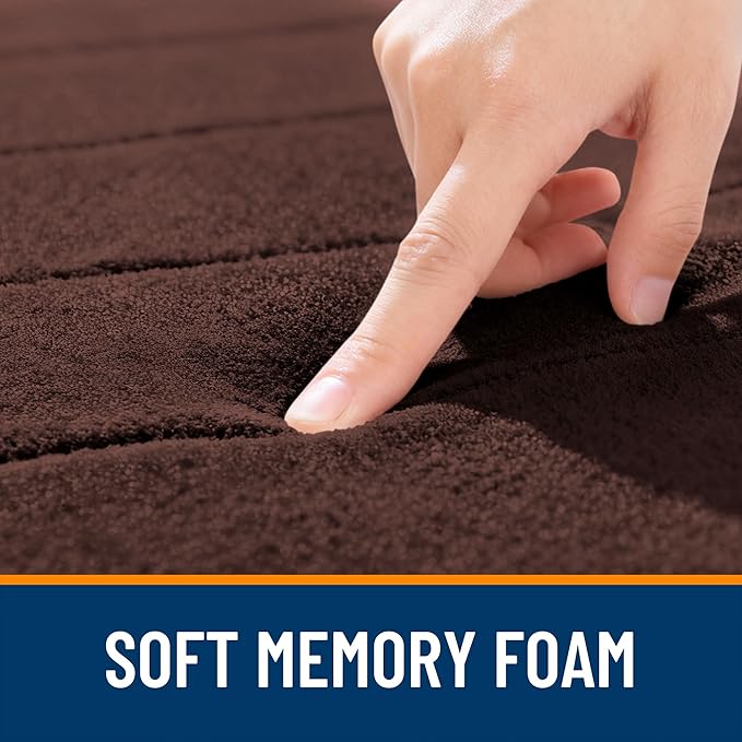 OLANLY Memory Foam Bath Mat 59x35, Super Soft Absorbent Bathroom Rugs, Quick Dry, Machine Washable Shower Floor Rugs, Bathmat Carpet, Bathroom Home Decor Accessories, Brown