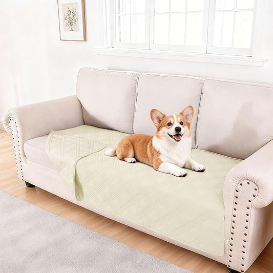 hyha Waterproof Dog Blanket, Reversible Pet Bed Blanket, Soft Sofa Couch Cover for Dogs Washable, Waterproof Pet Couch Covers for Sofa Puppy Cats Furniture Protector(40"x80", Beige/Beige)