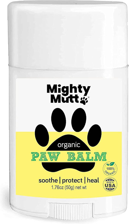 Mighty Mutt Organic Dog Paw Balm – Easy to Use, Moisturizing & Soothing Dog Pad Paw Balm | Softens Cracked & Dry Paws | Natural, Pet Friendly, Hypoallergenic Paw Balm Dogs – Unscented | 1.76 oz