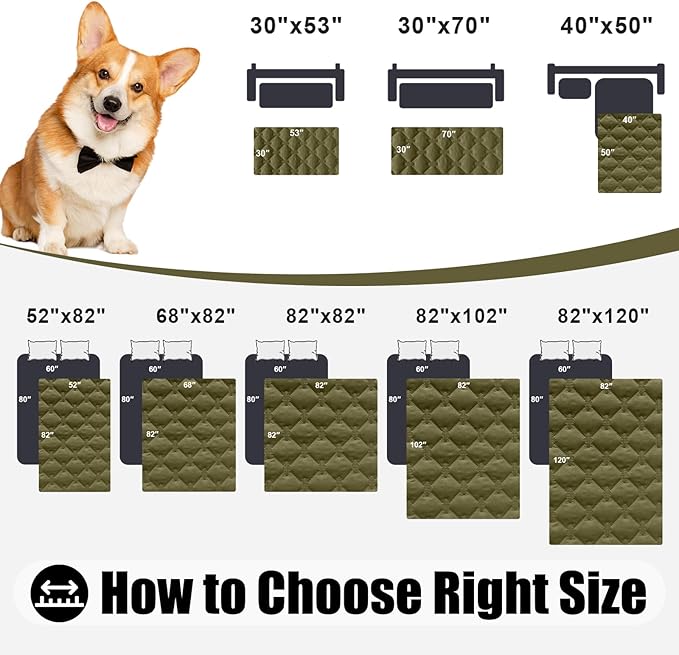 Smiry Waterproof Dog Bed Cover Blanket, Soft Reversible Pet Blanket, Washable Leakproof Cats Dogs Couch Cover for Sofa, Couch, Furniture, Plaid (52x82 Inch, Green/Navy)