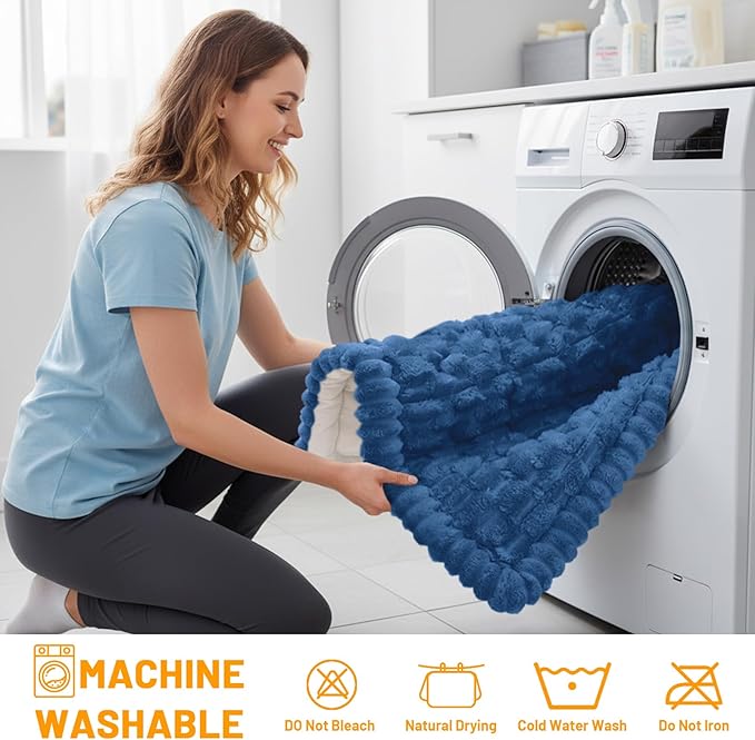 Smiry Pet Couch Cover for 3 Cushion Sofa, Non-Slip Fuzzy Couch Cover for Dogs Washable, Thick Soft Sofa Slipcovers Cushion Protector Pet Friendly (Navy, 27.6" x 70.9")