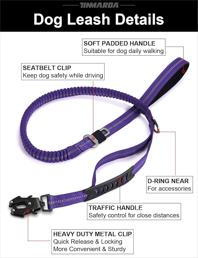 Heavy Duty Dog Leash, 4-6FT Shock Absorbing Dog Leashes with Traffic Handle and Comfortable Padded Handles, Advanced Easy Metal Clip, No Pull Reflective Leash for Medium Large Dogs That Pull (Blue)