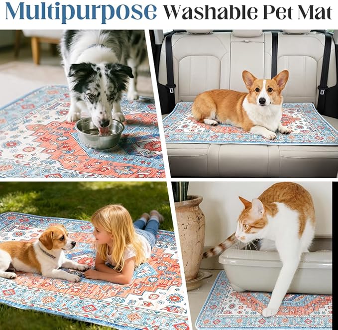 Washable Pee Pads for Dogs 2 Pack Reusable Puppy Training Pads 48"x48" Super Absorbent Waterproof Dog Training Pads, Non-Slip Potty Pads Whelping Pads Litter Mat Pet Supplies - Orange/Mix