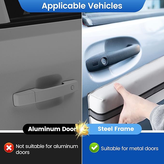 Magnetic Car Door Dent Protector Removable Car Door Guard - Prevents Dents and Scratches for Vehicles (Silver Gray)