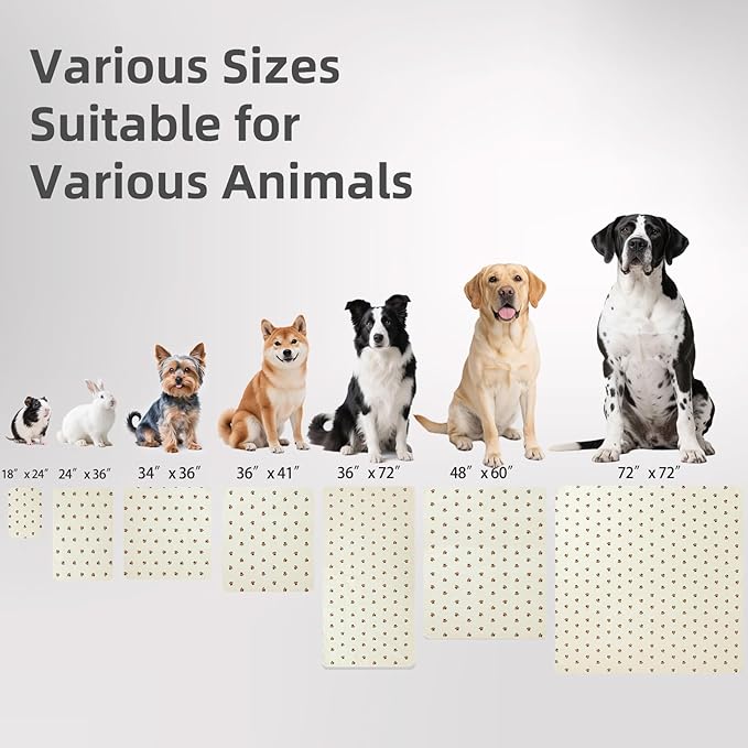 PUPTECK Washable Pee Pads for Dogs - Waterproof Reusable Puppy Potty Training Pads Whelping Mat - Fast Absorption Non-Slip Pet Food Feeding Mat (Beige, 36x72 Inch (Pack of 2))