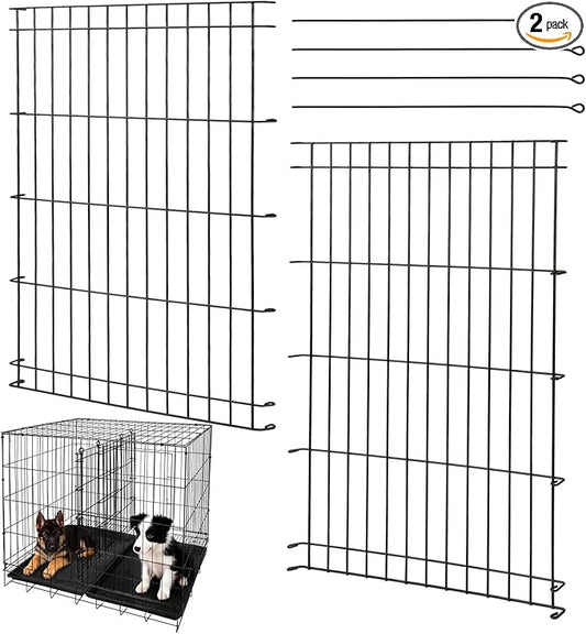 Dog Crate Divider Panel 2 Pack, 28" H Metal Kennel Divider, Adjustable 18.9"-38.2" Width, Fits 42"-48" Wire Dog Crates, Tool-Free Install for Puppy Training & Anxiety Relief (Crate Not Included)